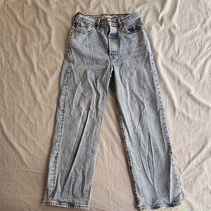 Levi's Ribcage Straight button fly ankle jeans sz 29 short 26" inseam